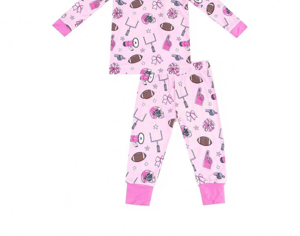 NEW ANGEL DEAR girls long sleeve loungewear set in game day pink